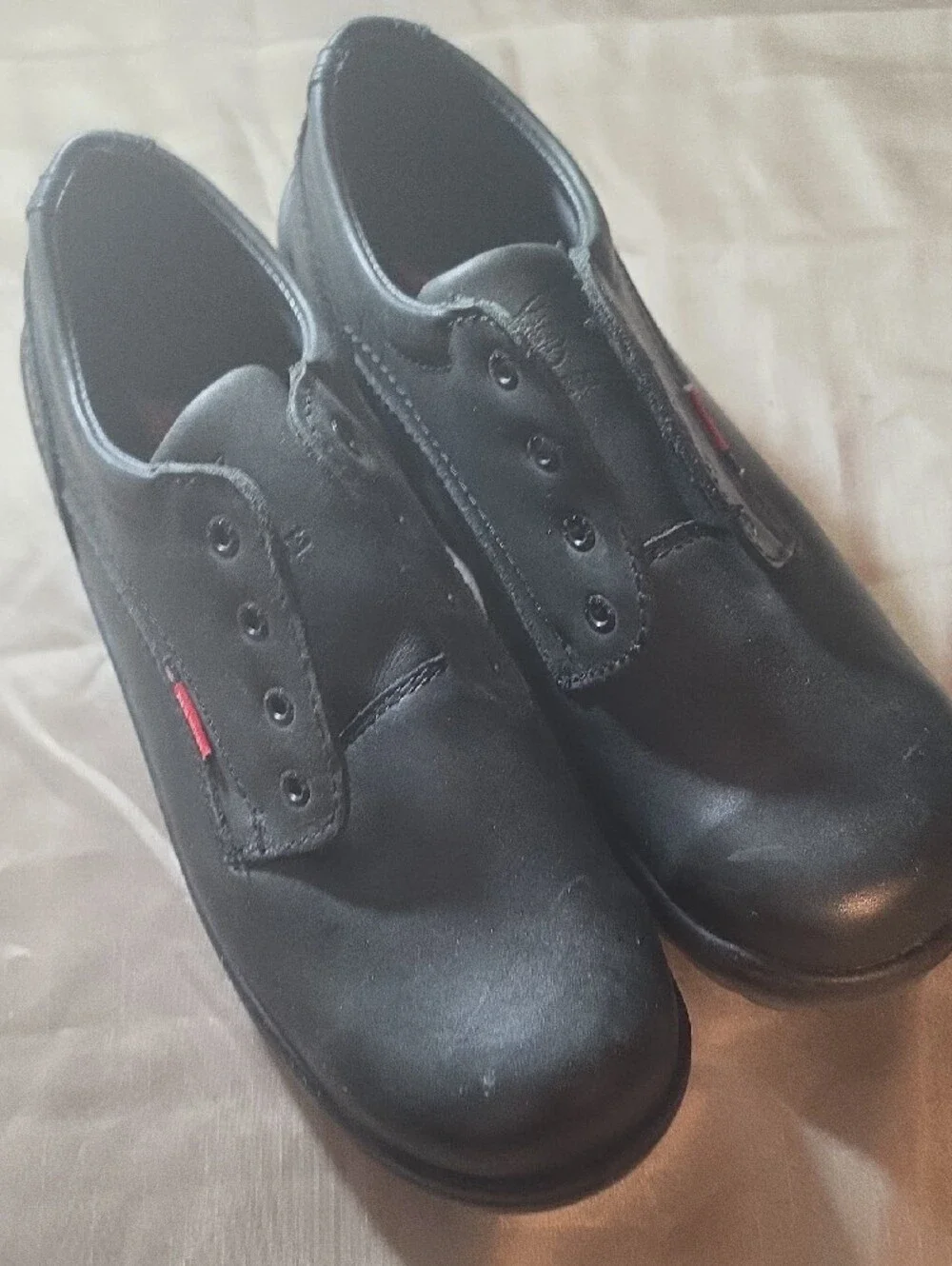 Red Wing Shoes Black Slip-On Work Loafers with Red Logo Tab